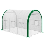 Outsunny tunnelkas, broeikas, ritsdeuren, gaasramen, metalen frame, 3,5 x 2 x 2m, wit