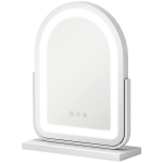 HOMCOM Lustro Kosmetyczne z Oświetleniem LED, 3 Temperatury Światła, Obrót, Kontrola Dotykowa, Białe