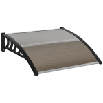 Outsunny Deurluifel, Bescherming tegen Regen, Wind en Hagel, Polycarbonaat, Aluminium, 103 x 96,5 x 27 cm, Bruin