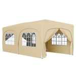 Outsunny Pop Up Folding Gazebo 3 x 6m, UPF50+ Adjustable Height, with Carry Bag and Sandbags, Sand