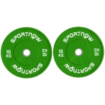 SPORTNOW Set de 2 Discuri Greutăți 2x10 kg din Cauciuc, cu Gaură de 5 cm pentru Gantere și Grijuri, Ø45x4 cm, Verde