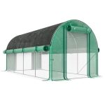 Outsunny Invernadero de Túnel 4,5x2x2 m con Cubierta PE 140 g/m² Paredes Laterales Enrollables 8 Ventanas y 2 Puertas Verde