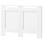 HOMCOM Couvercle de radiateur cache radiateur grille croisée pour salon chambre à coucher en bois 112l x 19P x 81,5H cm blanc