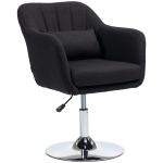 HOMCOM Fauteuil pivotant, fauteuil de bureau réglable en hauteur, polyester aspect lin, métal, 60 x 60 x 79-91 cm, noir