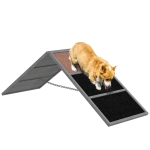 PawHut Hondensport-ramp, hondensporttoestel, A-vormig frame, antislip oppervlakte, 173 x 59 x 66 cm, grijs