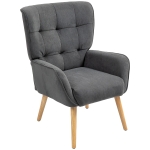 HOMCOM Fauteuil rembourré, fauteuil de salon avec capitonnage, revêtement en velours doux, jusqu'à 120 kg, Gris