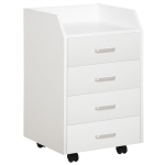 Vinsetto Cajonera de Oficina Mueble Auxiliar para Archivos con 4 Cajones Encimera Superior de Almacenaje 4 Ruedas y 2 Frenos para Estudio Despacho 40x36x65 cm Blanco