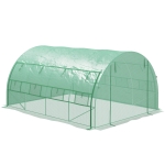 Outsunny Serre en film, serre tunnel, accès facile, fenêtre en mesh, cadre métallique, 4x3x2m, Vert