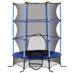 HOMCOM Trampoline Enfant Ø 1,63 × 1,9H m Filet de sécurité Porte zipée Couvre-Ressorts 6 poteaux rembourrés Inclus Bleu