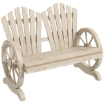 Outsunny Banc de jardin, Design roue de chariot, pour 2 personnes, Bois naturel