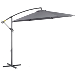 Outsunny Offset-Sonnenschirm, achteckig, klappbar, Durchmesser 3 m, Garten-Sonnenschirm mit Kreuzfuß Ø295 x 255H cm, Grau