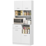HOMCOM Buffet de Cuisine, Buffet avec Tiroir, Portes à Fermeture Douce, 80 x 35 x 180 cm, Blanc