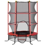 HOMCOM Trampoline Enfant Ø 1,63 × 1,9H m Filet de sécurité Porte zipée Couvre-Ressorts 6 poteaux rembourrés Inclus Rouge
