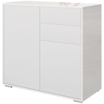 HOMCOM Armoire de Rangement avec 2 Tiroirs, 2 Portes, avec Dispositif de Basculement, pour Salon, Chambre à Coucher, 79 x 36 x 74 cm, Blanc