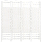 HOMCOM Biombo Separador de Ambientes de 4 Paneles Plegable de Cuerda de Papel 160x170cm Decoración para Dormitorio Salón Blanco