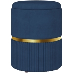 HOMCOM Pouf tabouret repose-pied coffre de rangement en velours côtelé 36 x 36 x 44 cm pour salon chambre bleu