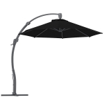 Outsunny 3(m) Garden Cantilever Parasol, Round Overhanging Umbrella with Crank Handle, Cross Base, Aluminium Frame and 360° Rotation, Banana Patio Umbrella for Outdoor Sun Shade, Black