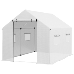 Outsunny Garten-Tunnelgewächshaus 2 x 3m, 6m² mit Rolltür, 4 Fenstern - Verzinkter Stahl PE Hochdichte Weiß
