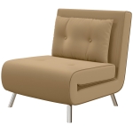 HOMCOM Liegesessel Sessel mit Liegefunktion Schlafsessel, Knopfheftung, Leinenoptik, 77 cm x 88 cm x 83 cm, Braun