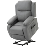 HOMCOM Fauteuil releveur électrique pour personne âgées revêtement synthétique repose-pied télécommande et 2 pochettes gris