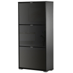 HOMCOM Meuble à Chaussures Armoire à chaussures 3 Portes abattantes 3 Compartiments en bois dim. 60L x 26I x 124H cm Noir laqué
