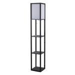 HOMCOM Lampada da Terra Piantana 40W con 3 Scaffale, Attacco E27, Lampada da Pavimento Moderno con Paralume in Plastica, Soggiorno, Salotto, Camera da Letto, Studio, Ufficio, 26x26x160cm, Nero
