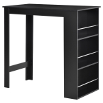 HOMCOM Mesa Alta de Bar, Mesa de Cocina con 3 Estantes Laterales, Estilo Moderno, para Comedor, Salón, 112x57x106 cm, Negro