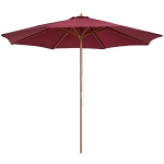 Outsunny Ombrellone da Giardino 3x2.5 con Palo in Legno e 8 Stecche e Copertura in Poliestere Rosso Scuro