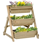 Outsunny Jardinière Sur Pieds 3 Niveaux 5 Bacs En Bois De Sapin – Potager Surélevé Élégant Avec Système D'Irrigation Et Drainage, 75 X 78 X 77 Cm