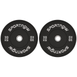 SPORTNOW Set 2 Dischi Pesi da 20kg in Gomma con Foro da 2"/5 cm per Manubri e Bilancieri, Nero