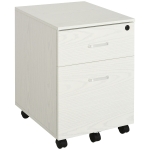 Vinsetto 2-Drawer Locking Office Filing Cabinet w/ 5 Wheels Rolling Storage Hanging A4 Cupboard Home Organisation White Wood Grain