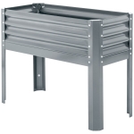 Outsunny Hochbeet Pflanzenbeet Pflanzkasten, wetterbeständig, 100 cm x 45 cm x 80 cm, Silber