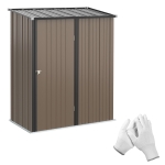 Outsunny Gerätehaus 1,34 m² Geräteschrank mit Pultdach abschließbar Gartenhaus Geräteschuppen aus verzinkter Stahl 161,5 x 94,5 x 196 cm Braun