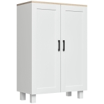 HOMCOM Mueble Auxiliar Moderno con 2 Puertas Estante Ajustable y Base Elevada para Salón Cocina Comedor 60x30x90 cm Blanco