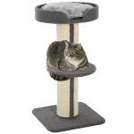 PawHut Arbre à chat, arbre à grimper griffoir pour chat, tissu bouclette, centre d'activités avec 2 plate-formes, poteau à griffer, hauteur 91 cm, gris