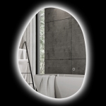 HOMCOM 70 x 50 cm Asymmetrischer Badspiegel mit LED-Licht, Smart Touch Schalter, Anti-Beschlag-Funktion, Silber