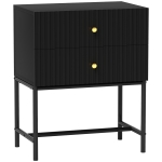 HOMCOM Elegant Two-Drawer Bedside Table - Black