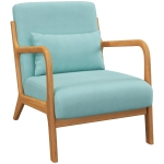 HOMCOM Fauteuil de salon avec cadre en bois massif fauteuil lounge - assise profonde - accoudoirs - aspect velours bleu