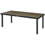 Outsunny Table de jardin rectangulaire pour 8 personnes en aluminium table de salle à manger extétieur plateau PE à lattes