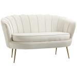 HOMCOM Vintage 2-Sitzer Sofa, Couch, Polstermöbel, Samtoptik, bis 150 kg, Creme/Gold