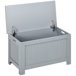 HOMCOM Sitzbank mit Stauraum im Landhausstil, inkl. Sicherheitsscharniere, Truhe, 81 cm x 40 cm x 46 cm, Hellgrau