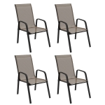 Outsunny Set of Four Stackable Mesh Seat Chairs - Grey