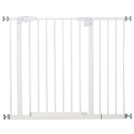PawHut Puerta para Perros con Longitud Ajustable Sistema de Cierre Automático para Escaleras Pasillos 74-97,5x76,2 cm Blanco