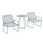 Outsunny Ensemble de jardin 3 pièces, salon de jardin, 2 fauteuils 1 table ronde, acier et tissu mesh, vert