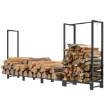 Outsunny Feuerholzgestell, zwei Abschnitte, rostfreier Stahlrahmen, bis 300 kg, 240 x 32 x 115 cm, Schwarz