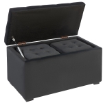 HOMCOM 3-teiliges Möbel-Set mit Stauraum, 2 x Sitzhocker, Polster-Sitztruhe, belastbar bis 130 kg, 75 x 40 x 42 cm, Dunkelgrau