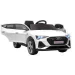 HOMCOM Coche de Batería para Niños 12V Audi E-tron con Mando a Distancia Faros Bocina Música Velocidad 3-5 km/h Blanco