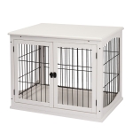 PawHut Casetta per Cani Fino 30kg da Interno in Legno e Acciaio, 58.5x81x 66cm - Bianco