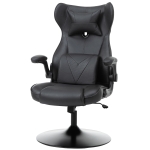 Vinsetto Gaming-Stuhl, Wippfunktion, Lendenkissen, höhenverstellbar, Kunstleder, 67x71x112 cm, Schwarz