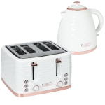 HOMCOM Kettle and Toaster Sets, 3000W 1.7L Rapid Boil Kettle & 4 Slice Toaster with 7 Browning Controls, Defrost, Reheat and Crumb Tray, UK Otter thermostat, Cream White
